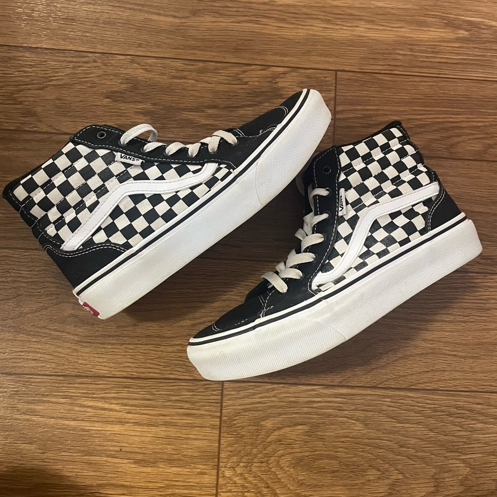 Vans SK8-Hi Platform 2.0 Women's Black White Checkerboard women’s size 5 - Picture 2 of 6